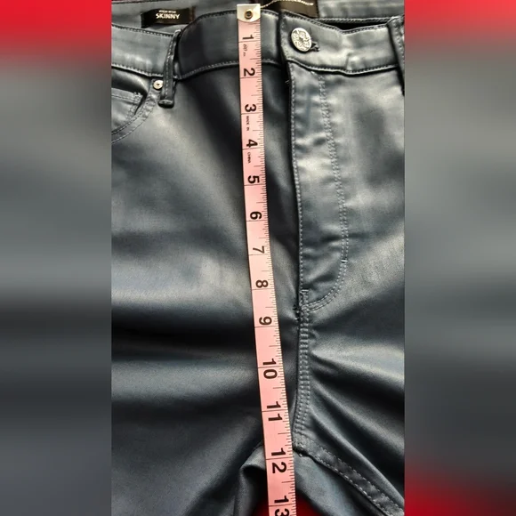 WHBM Blue Faux Leather High Rise Skinny Pants, Size 14 - Picture 6 of 9